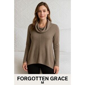 Forgotten Grace Women’s Cowl Neck Long Sleeve Asymmetrical Tunic Top Size M